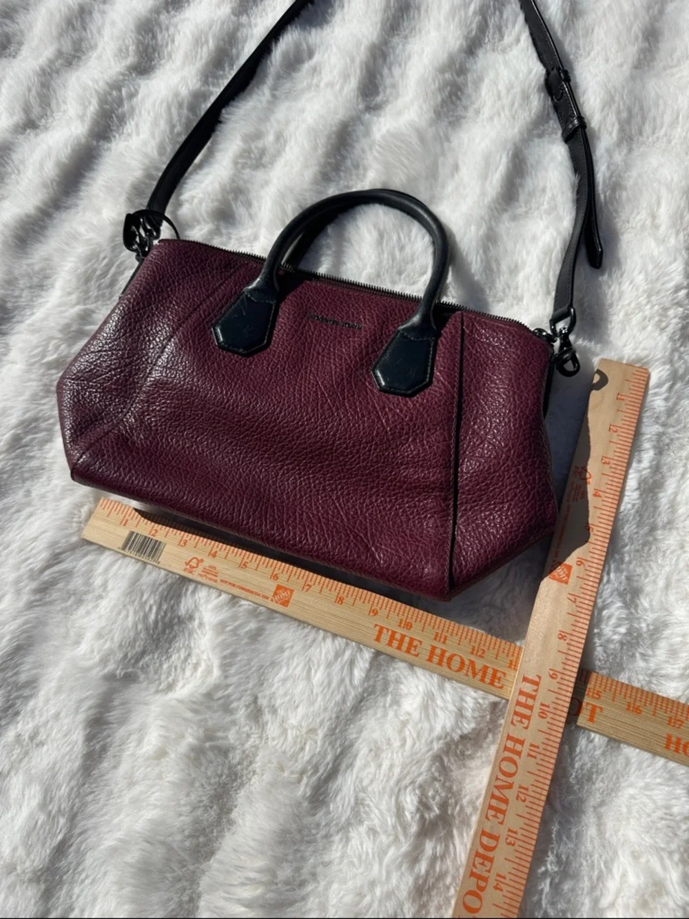 Michael Kors Campbell satchel pebbled burgandy crossbody black trim - Picture 3 of 14